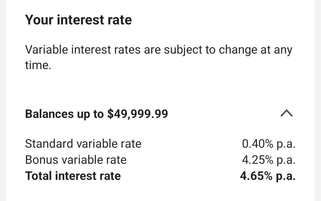 Mi cuenta de ahorro con 4.65% retorno variable por año