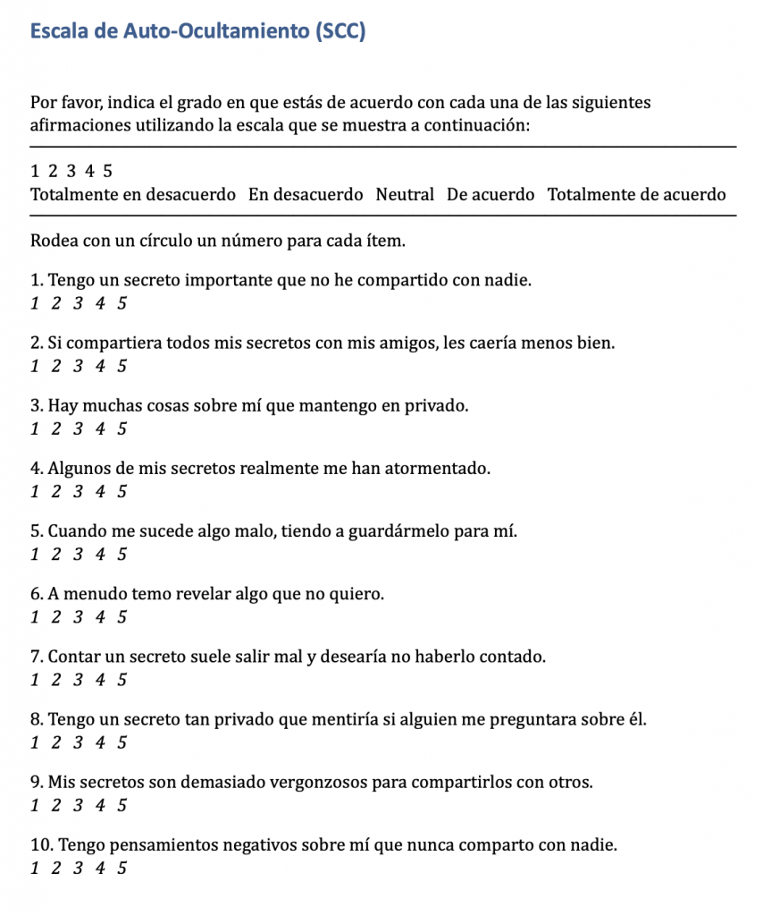 escala de auto ocultamiento